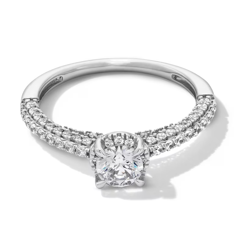 10K White Gold 1 to 3.5 CT. T.W Round Cut Lab Created Diamond Engagement Ring D VVS1-VS1 Clarity 3EX IGI Certified-10