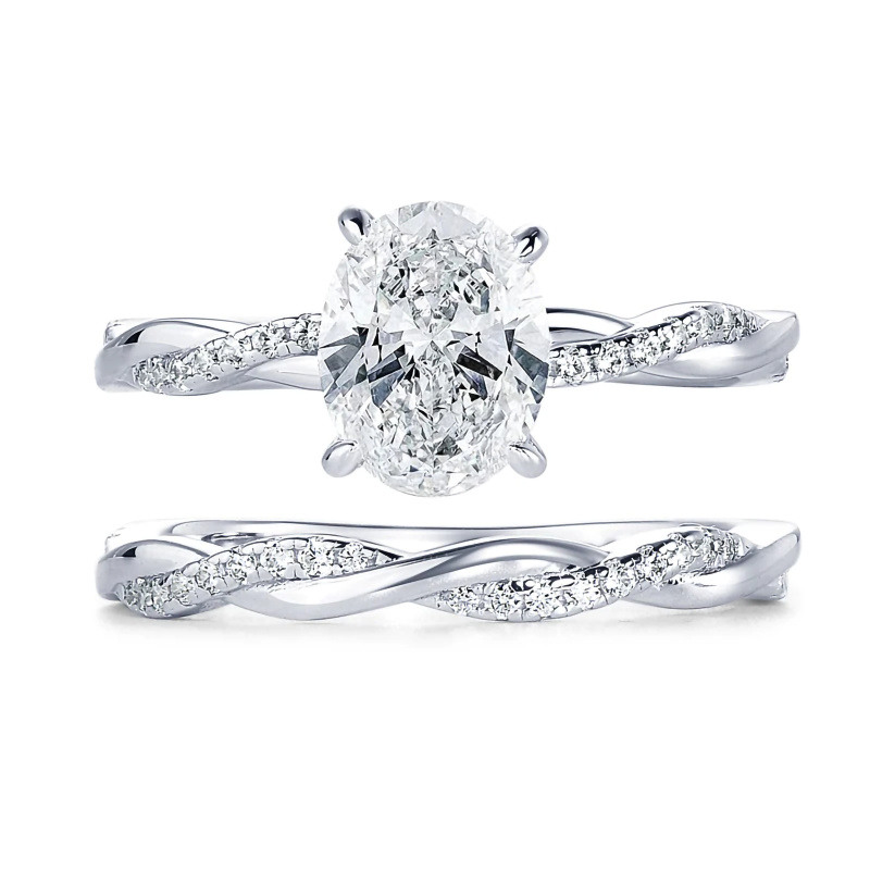 10K White Gold 1 to 6 CT Oval Cut Moissanite Bridal Set-13