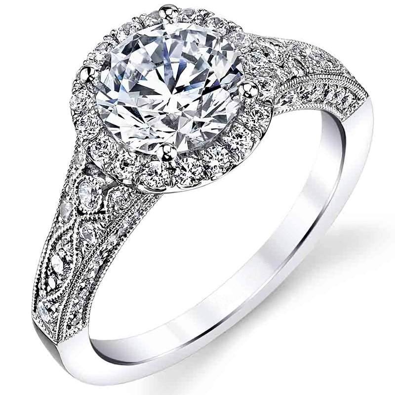 10K White Gold 1 to 6 CT Round Cut Moissanite Engagement Ring-7