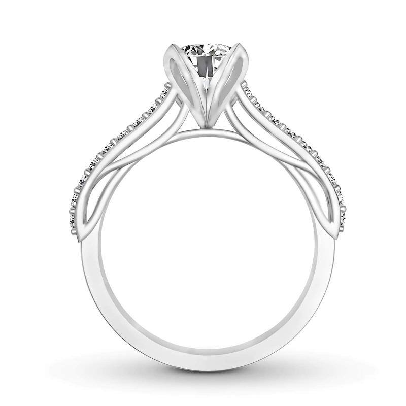 18K White Gold 1 to 6 CT Round Cut Moissanite Engagement Ring-3