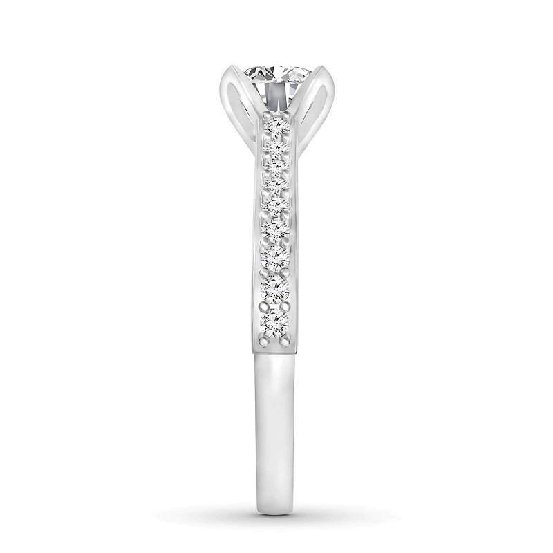 18K White Gold 1 to 6 CT Round Cut Moissanite Engagement Ring-4