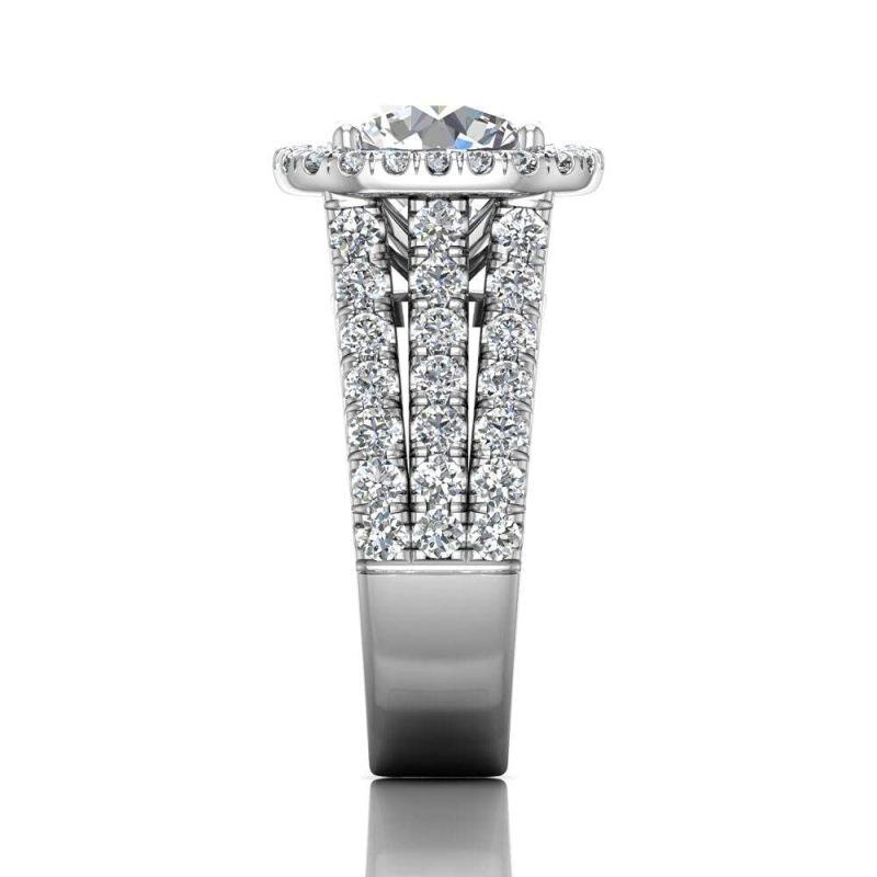 Anillo de compromiso de moissanita con corte redondo, de 1 a 6 quilates, en oro blanco de 18K-4