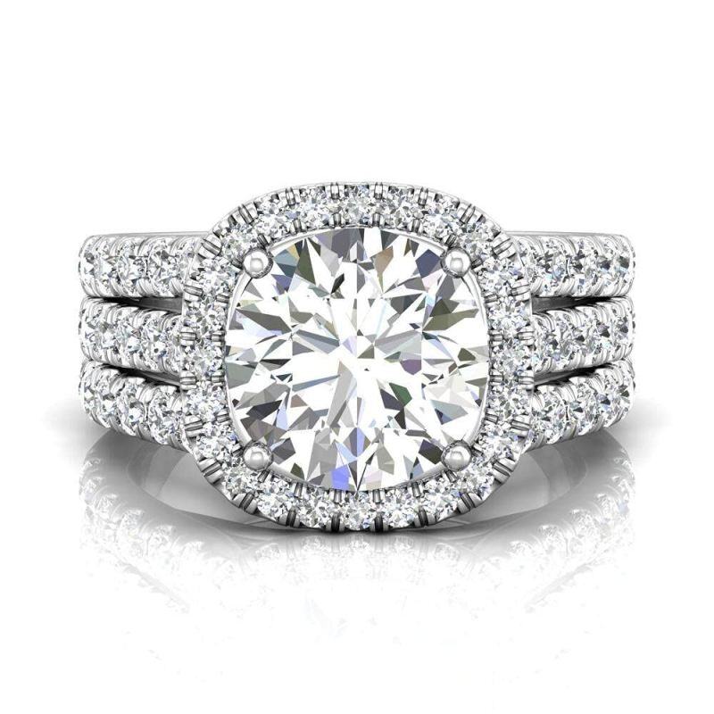 10K White Gold 1 to 6 CT Round Cut Moissanite Engagement Ring-9
