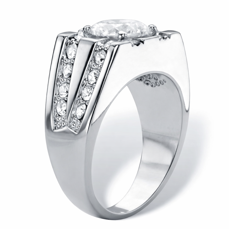 Herrenring aus 10-karätigem Roségold mit rundem Moissanit-Stein-4