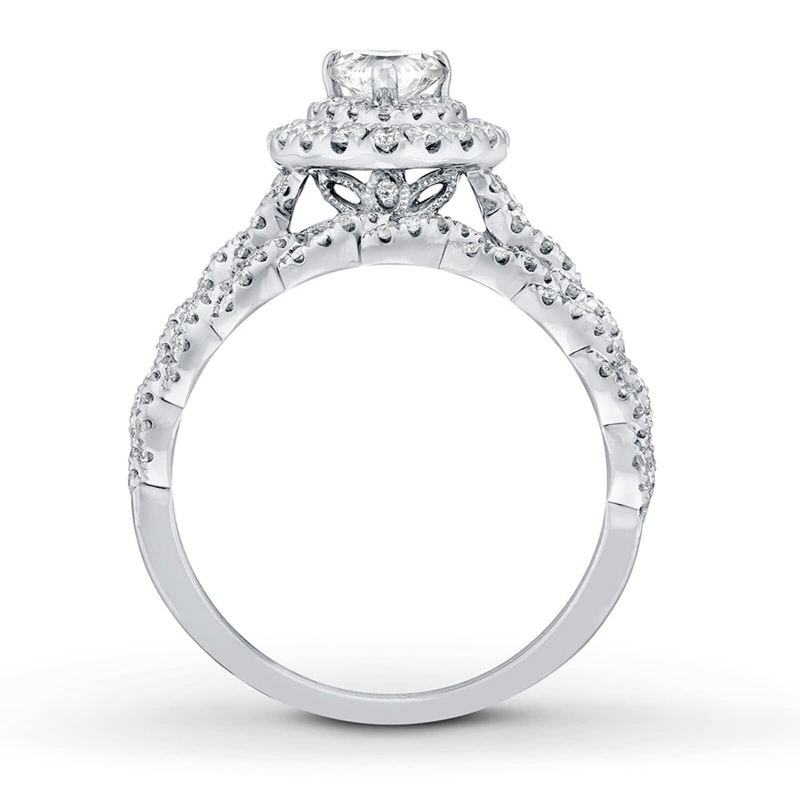 Bague de fiançailles en or blanc 14 carats avec gravure personnalisée et moissanite en forme de cœur 2 carats-3