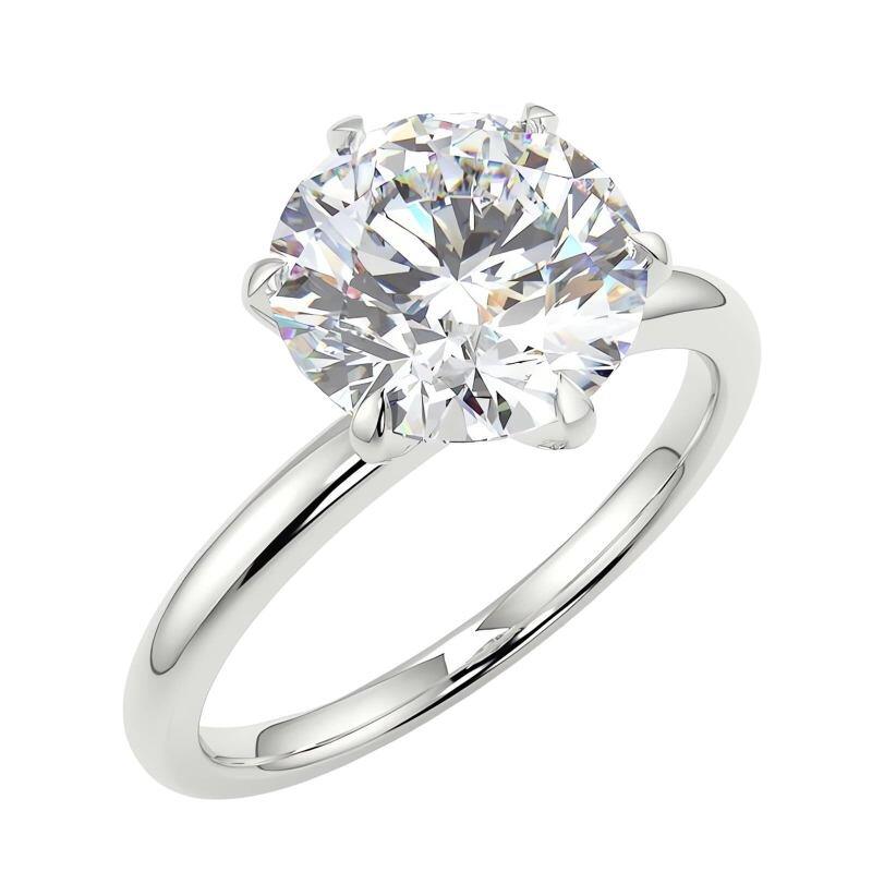 10K White Gold 3 CT Round Moissanite Personalized Engraving & Engagement Ring-15