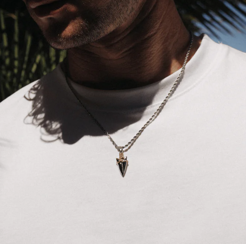 10K White Gold Arrow Pendant Charms for Men-2