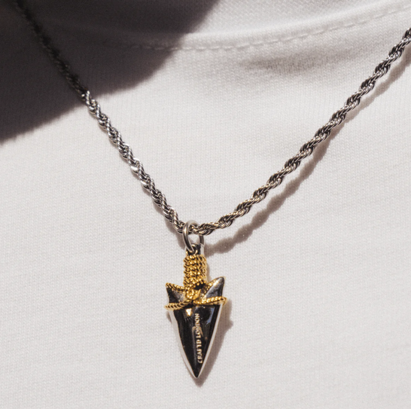 10K White Gold Arrow Pendant Charms for Men-3