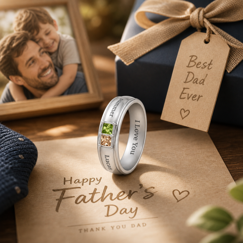 14K White Gold Birthstone Men's Band for Men-4