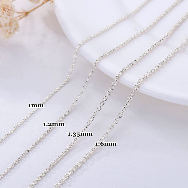 Collar de cadena tipo cable de oro blanco de 10 quilates-3