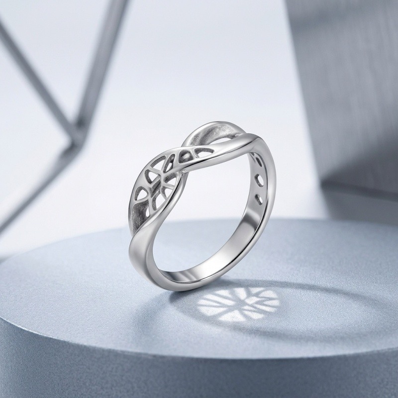 14K White Gold Celtic Knot & Infinity Symbol Infinity Ring-3