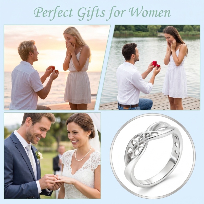 14K White Gold Celtic Knot & Infinity Symbol Infinity Ring-4