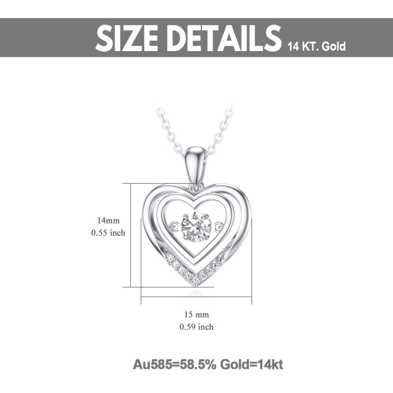 Collar con colgante de corazón de moissanita en oro blanco de 14 quilates-5
