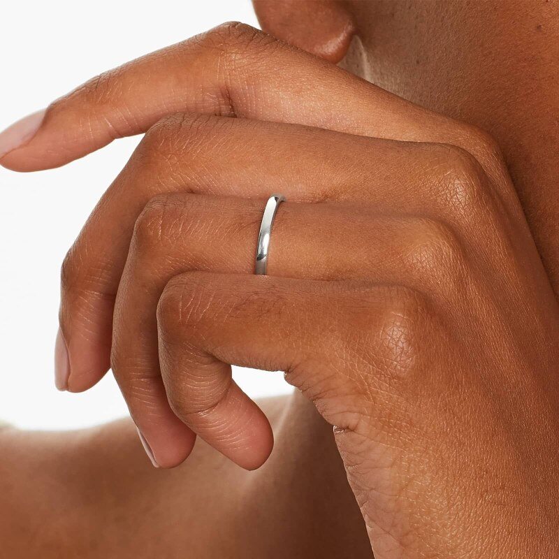 Konturierter Ehering aus 10-karätigem Weißgold, 2 mm-3