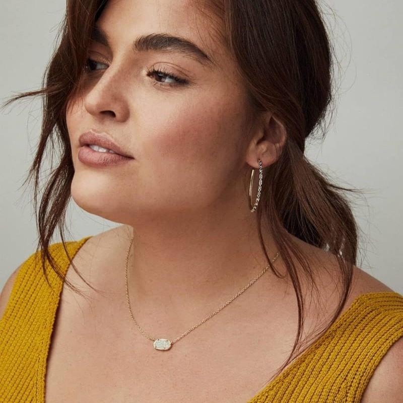 Collar colgante de cristal en oro blanco 14K-2