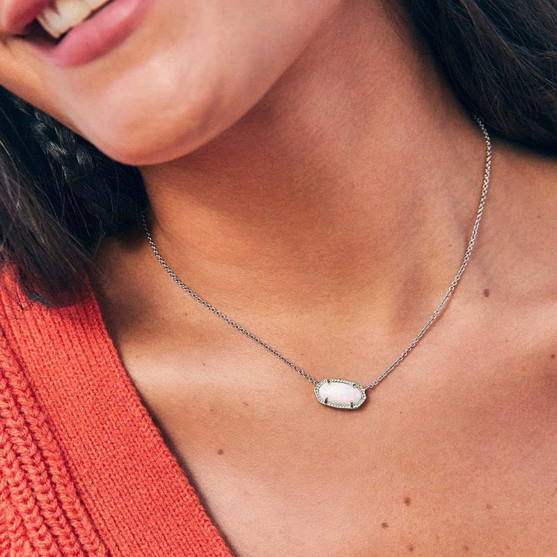 Collar colgante de cristal en oro blanco 14K-3