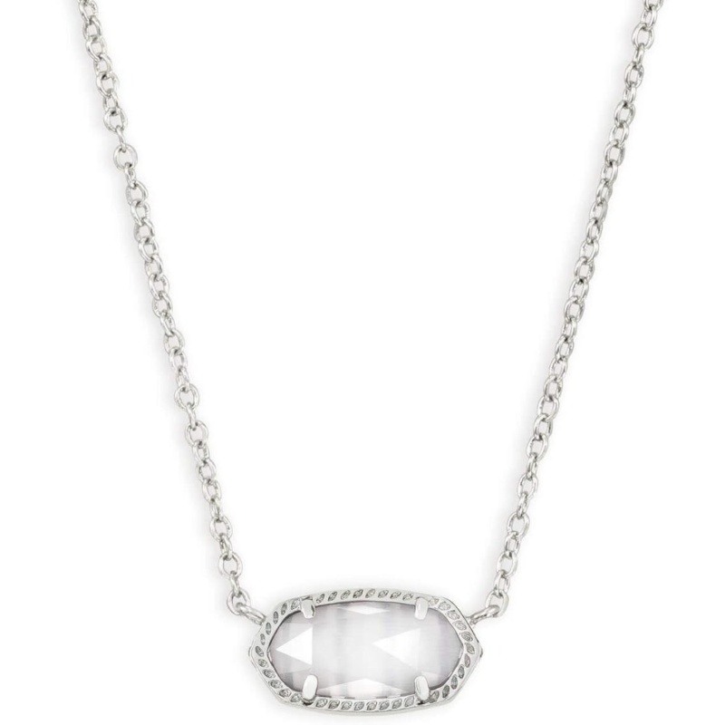 Collar colgante de cristal en oro blanco 14K-1