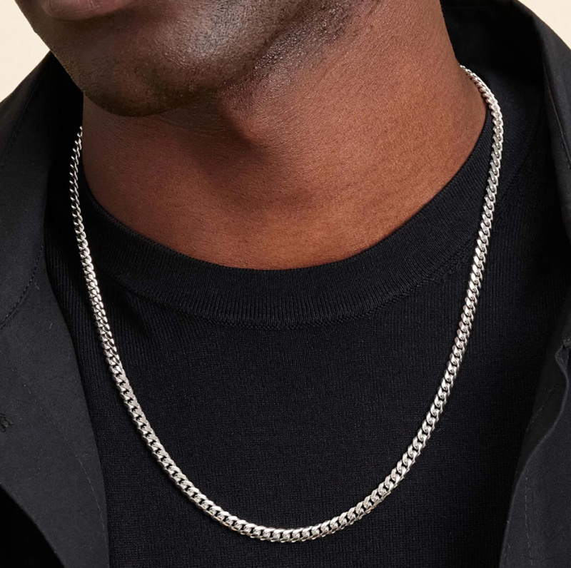 Łańcuszek z ogniwami kubańskimi z białego złota 14K dla mężczyzn, 5 mm-2