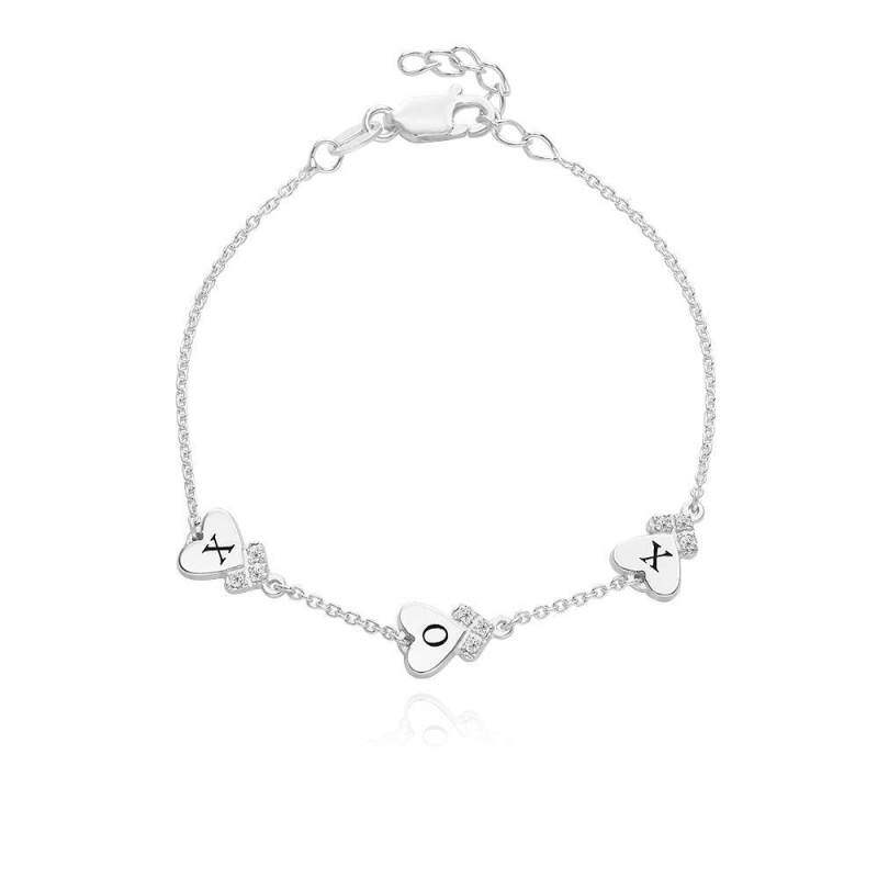 Personalisiertes Armband aus 9-karätigem Weißgold mit Zirkonia und Anfangsbuchstaben-1