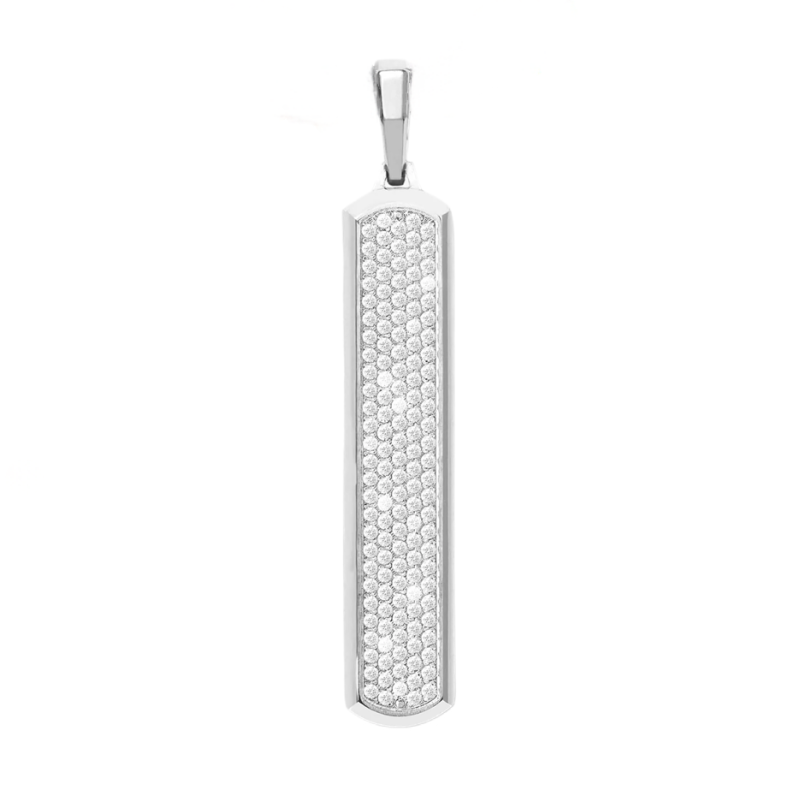 14K White Gold Diamond Iced Out Skyline Pendant-1