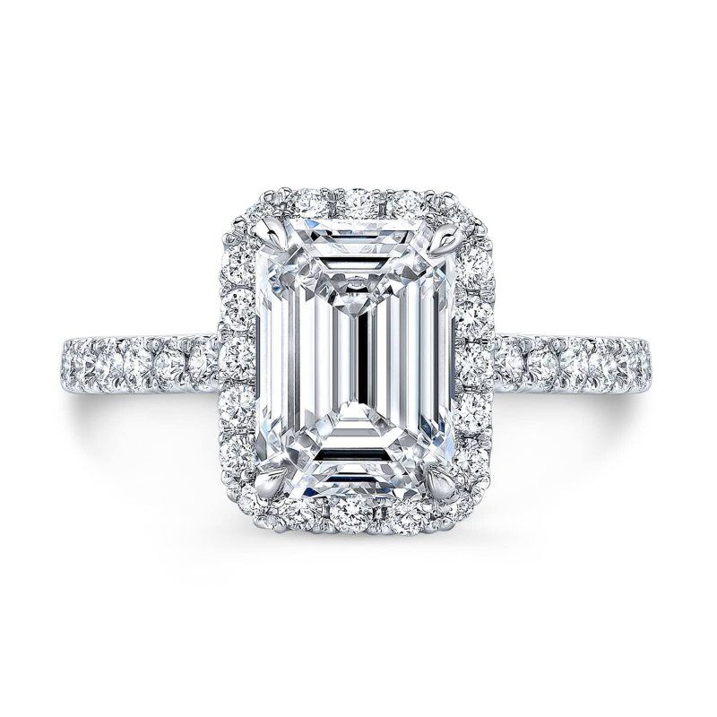 Anillo de compromiso de oro blanco de 14 quilates con moissanita talla esmeralda-1