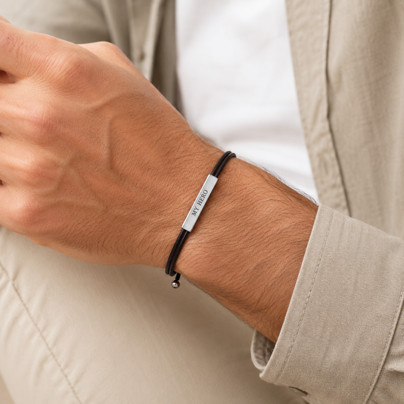 14K White Gold Engravable Identification Bracelet for Men-3