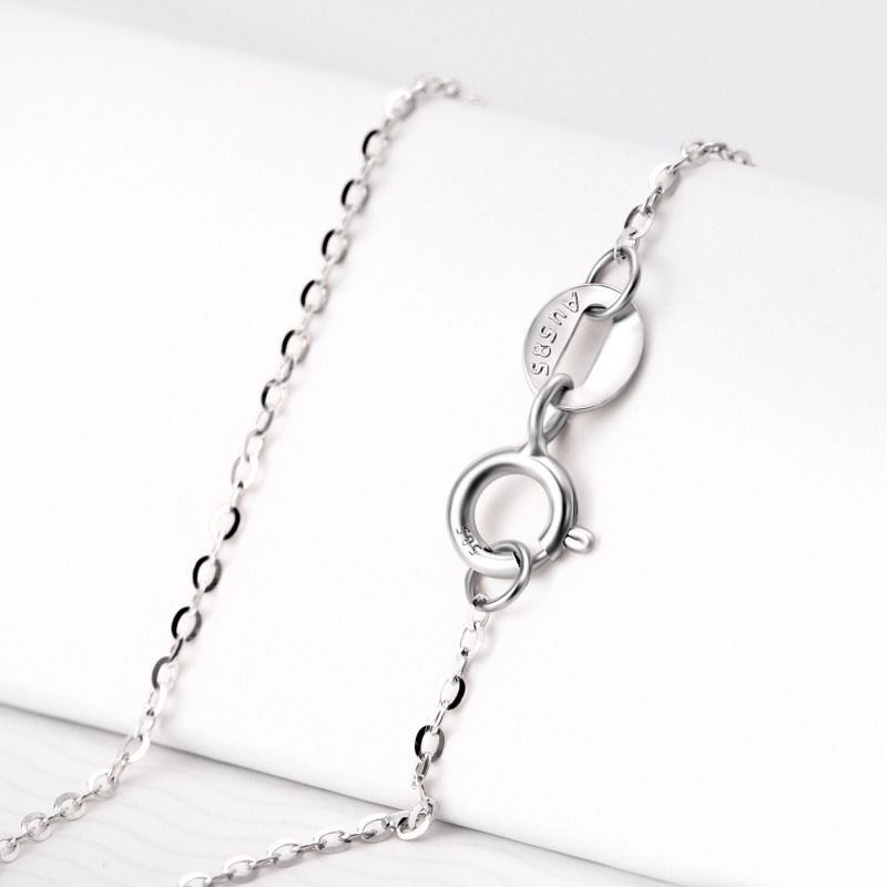 Collar de perlas circulares con extensor de oro blanco de 14 quilates para mujer-4