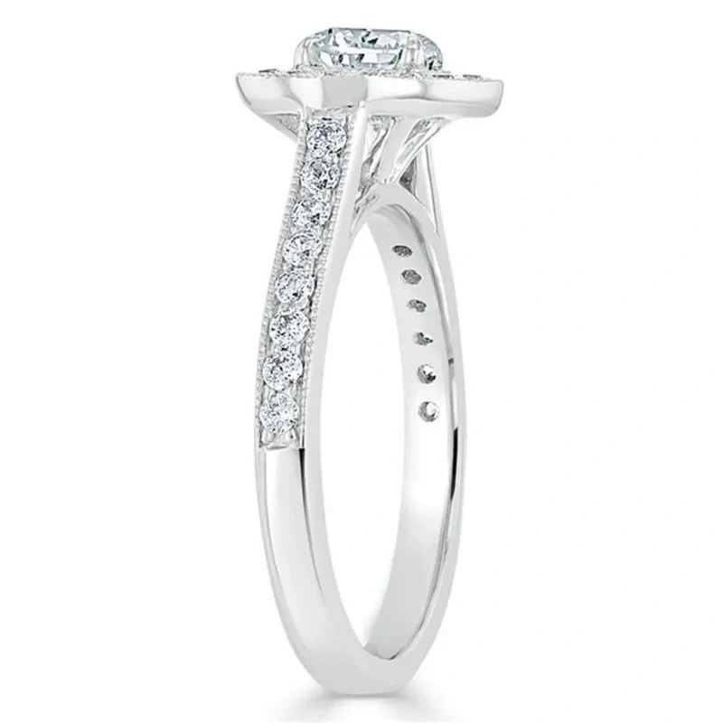 18K White Gold Heart Cut Moissanite Engagement Ring-3