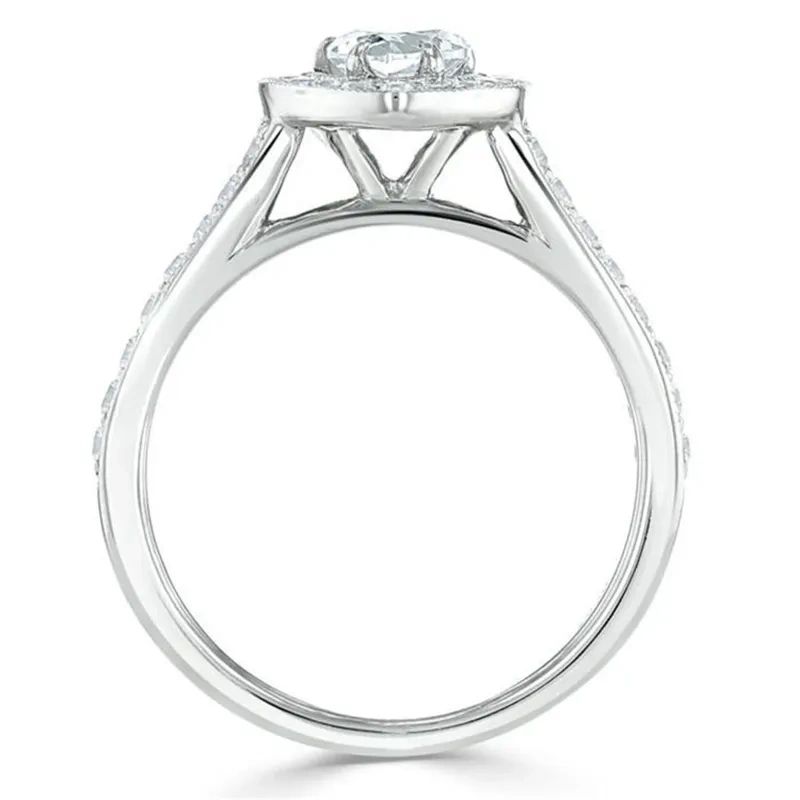 18K White Gold Heart Cut Moissanite Engagement Ring-4