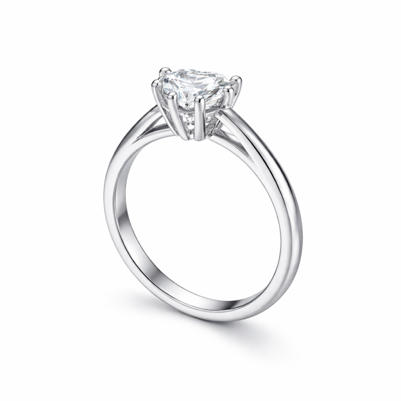 10K White Gold Heart Cut Moissanite Engagement Ring-3
