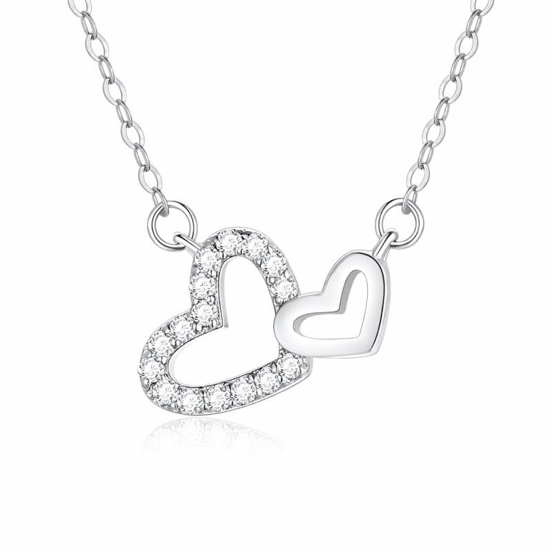 Collar con colgante de corazón en oro blanco de 18 quilates-1