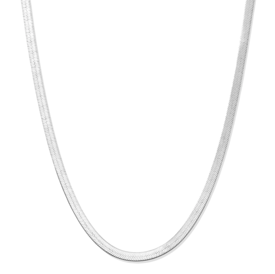 14K White Gold Herringbone Chain Necklace 2.8mm