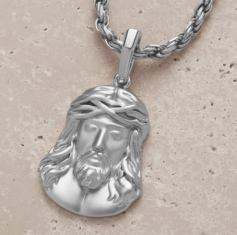 Colgante de Jesús en oro blanco de 14 quilates-3