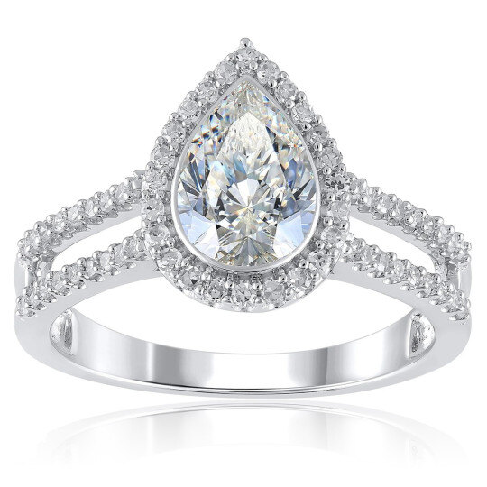 Bague de fiançailles personnalisée en or blanc 10K avec diamant de laboratoire, couleur D, pureté VVS1-VS1, certifié 3EX par IGI