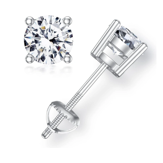 Ohrstecker aus 10-karätigem Weißgold mit im Labor hergestellten Diamanten für Damen