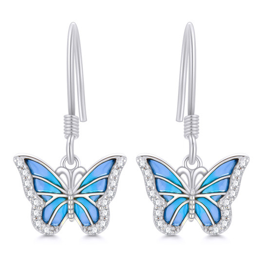 Brincos borboleta em ouro branco 10K com moissanita