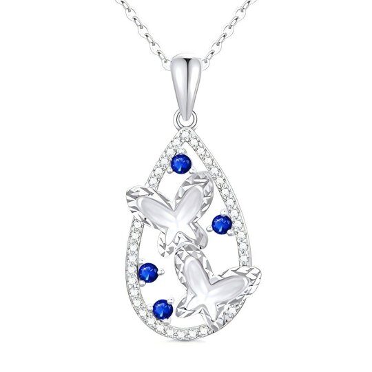 Collier pendentif papillon en or blanc 10 carats et zirconiums cubiques