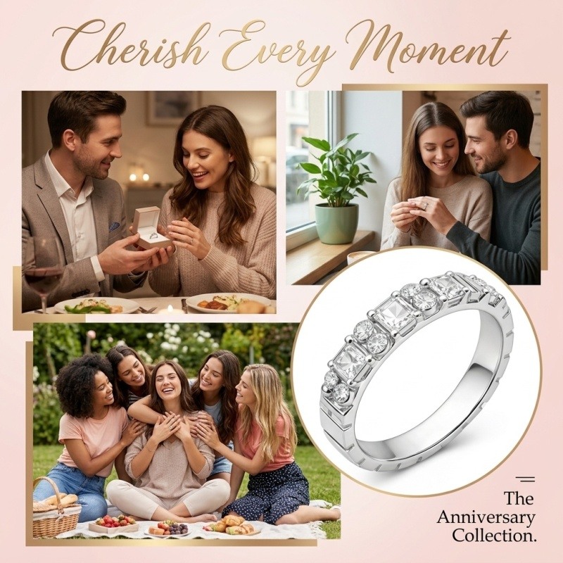 Bague de fiançailles en or blanc 10K avec moissanite-4