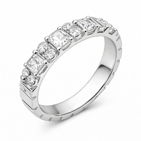 Anillo de compromiso de oro blanco de 14 quilates con moissanita