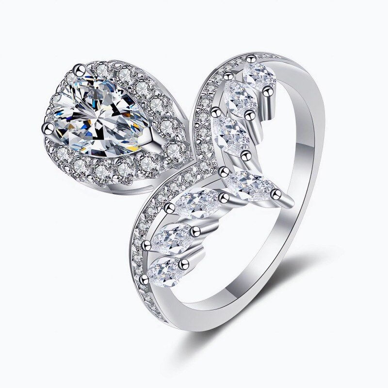 10K White Gold Moissanite Engagement Ring-20