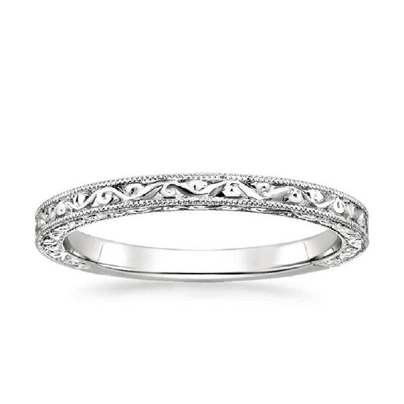 Ensemble de mariage en or blanc 10 carats et moissanite taille ronde de 1 carat-3