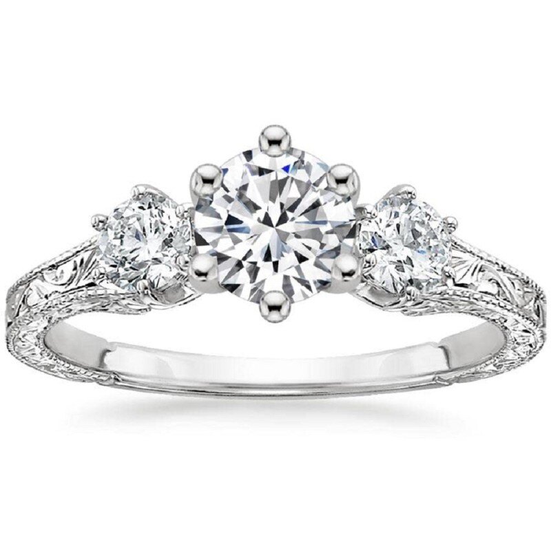 Ensemble de mariage en or blanc 10 carats et moissanite taille ronde de 1 carat-4