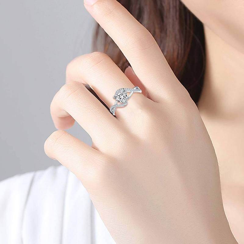 Bague de fiançailles en or blanc 10 carats avec moissanite taille poire-2