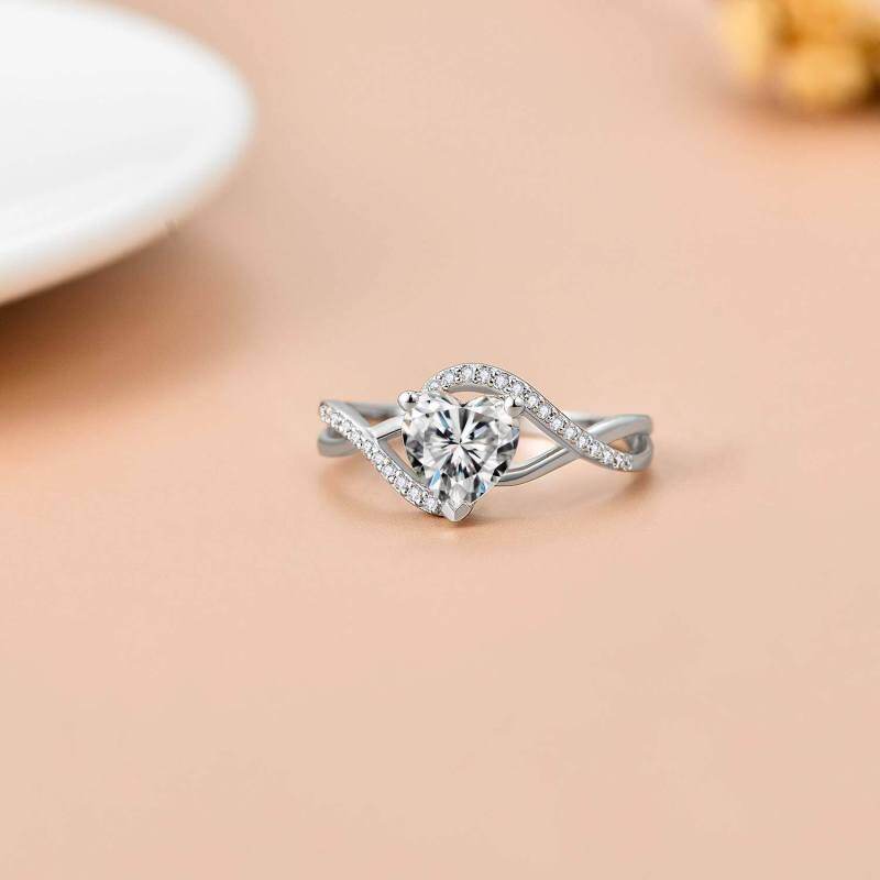 Bague de fiançailles en or blanc 10 carats avec moissanite taille poire-3