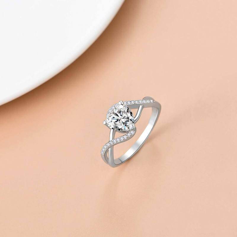 Bague de fiançailles en or blanc 10 carats avec moissanite taille poire-4
