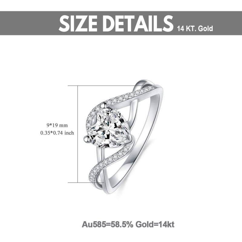 Bague de fiançailles en or blanc 10 carats avec moissanite taille poire-5