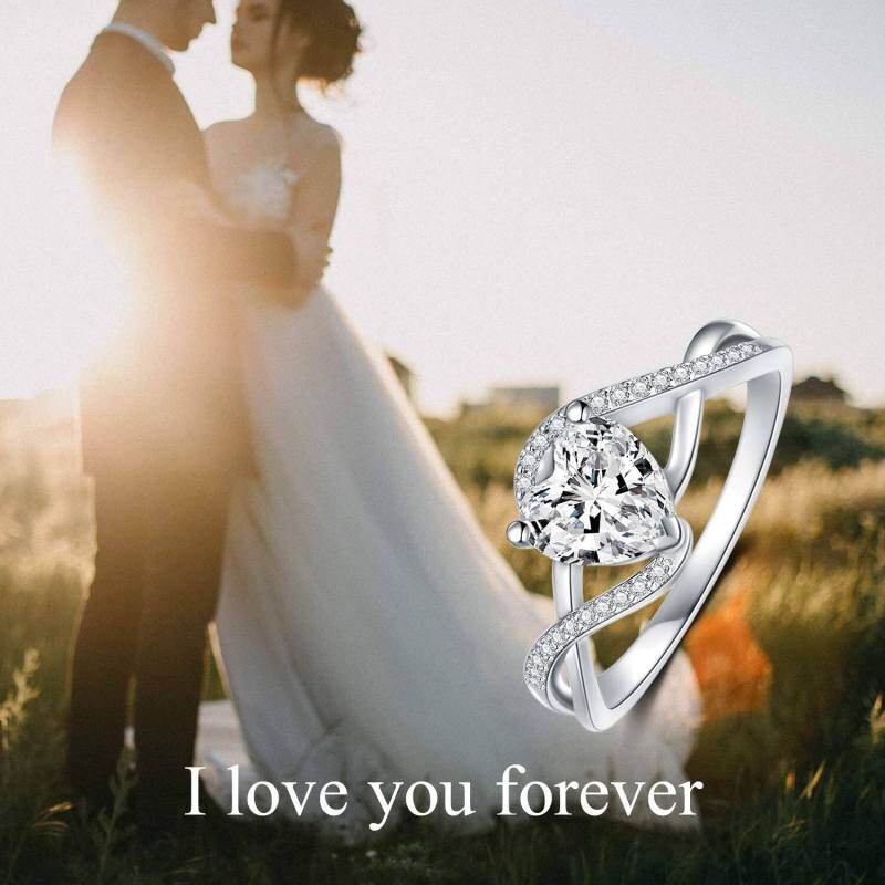 Bague de fiançailles en or blanc 10 carats avec moissanite taille poire-6