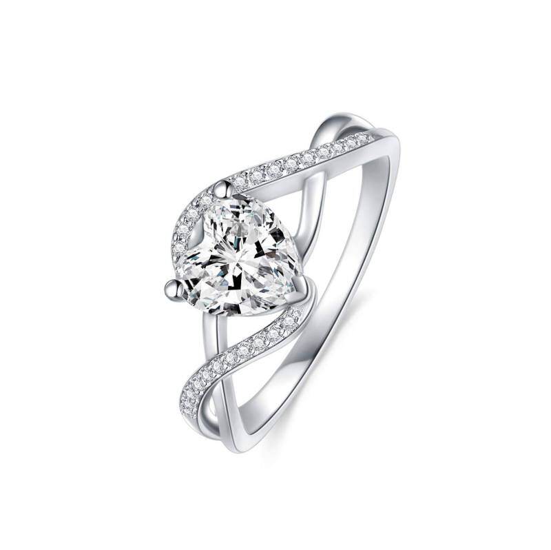 Bague de fiançailles en or blanc 10 carats avec moissanite taille poire-1