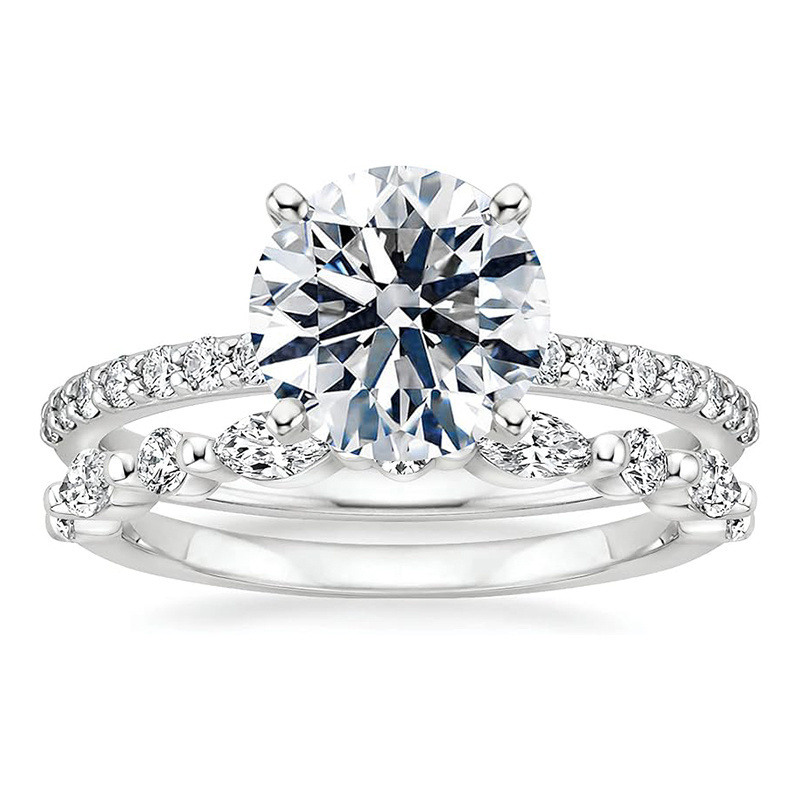 10K White Gold Moissanite Engagement Ring-18