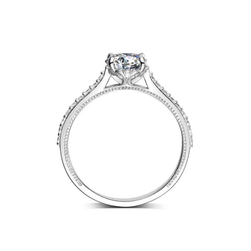 Bague de fiançailles couple en or blanc 18K Moissanite-4
